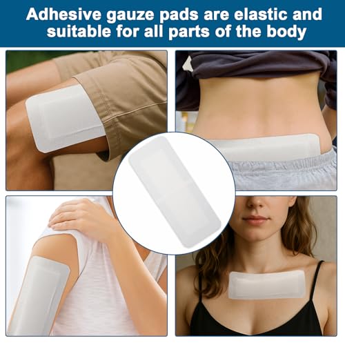 20 Pack Breathable Adhesive Gauze Pads for Wound Care 4x10 Inch