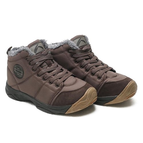 UPSOLO Mens Backpacking Boots Ankle Snow Booties Winter Trekking Hiker Anti-Slip Hiking Shoes Anti-Slip Fully Fur Casual Walking Lightweight Sneakers(6118 Brown 44)