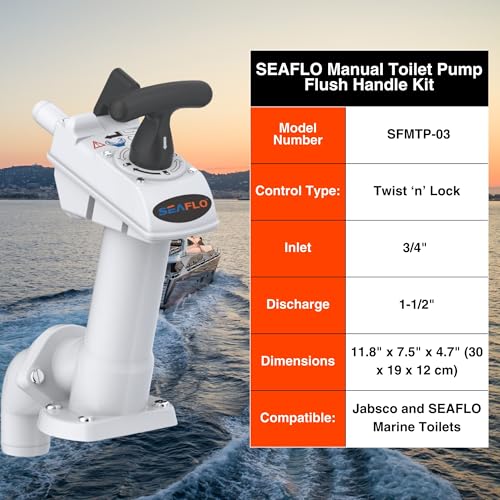 Seaflo Manual Toilet Pump Handle Kit for Marine Toilets - Easy Lock System