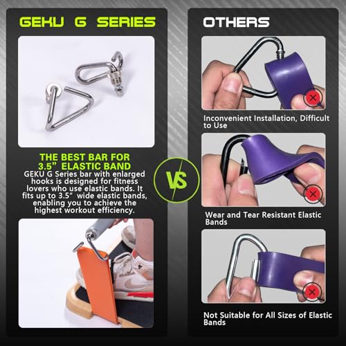 GEKU FIT Aluminum Resistance Band Workout Bar, Detachable Heavy Duty Exercise Bar for Home Gym