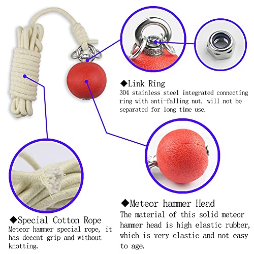 Martial Arts Rope Dart - Rubber Meteor Hammer for Practice & Training - Blue Variation