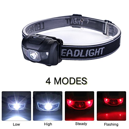 Waterproof LED Headlamp 3-Pack with Red and White Lights for Camping Hiking Running