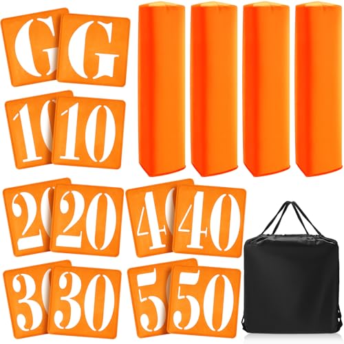 Football Yard Markers Set with Pylons and Carry Bag - Orange, 16 Pieces