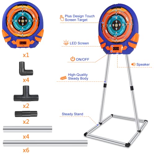 Electronic Shooting Target with Touch Screen Stand - Nerf Dart Practice Game for Kids 5-13