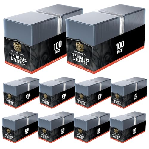 1000 Count Max Protection 35pt Top Loaders with Bonus Soft Sleeves - Trading Card Storage