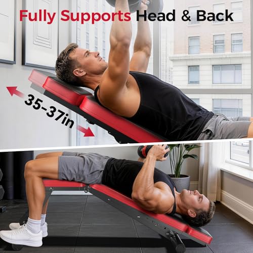 NICEPEOPLE XXL Adjustable Weight Bench for Home Gym, 660LBS Capacity, Foldable & Compact
