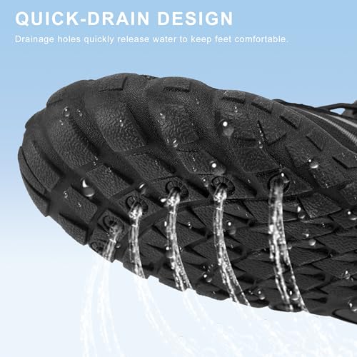 Water Shoes for Women and Men Quick-Dry Aqua Shoes - Black 8 Women / 6.5 Men