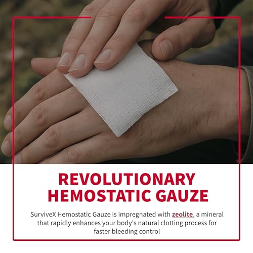 Hemostatic Gauze 3x4ft - Trauma Kit Quick Blood Clotting, 5 Pack - Emergency First Aid Supplies