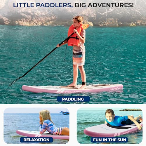 Kids Inflatable Stand Up Paddle Board 7'9" with Pump & Backpack - Stable Youth SUP for Lakes & Rivers