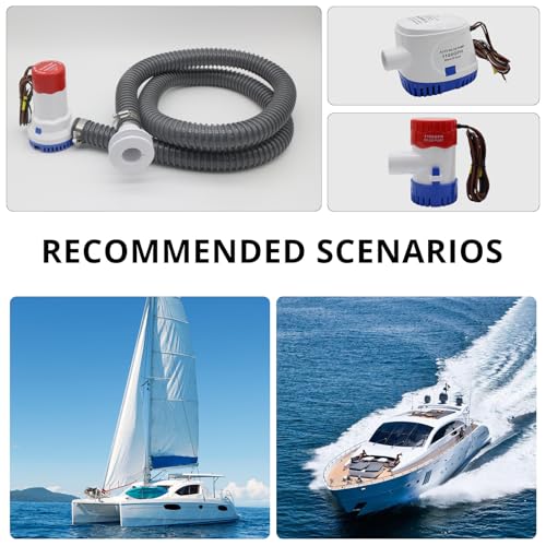 Bilge Pump PVC Hose 3/4 Inch - 6 Ft Flexible Kink-Free with Stainless Steel Clamps & Thru Hull Fitting - Variation of Bilge Pump Hose 3/4 Inch
