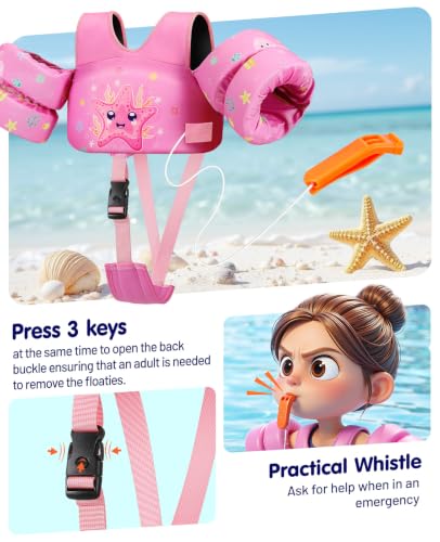 HeySplash Toddler Swim Vest for 13-33 Lbs with Adjustable Straps - C-Starfish Variant