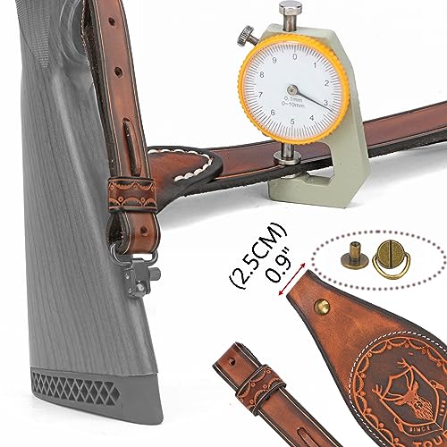 TOURBON Leather Rifle Sling with Pouch & Black Swivels - Ammo Holder & Hunting Accessory