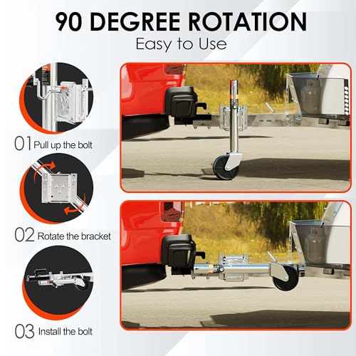 YOMILINK 2000 lbs Trailer Jack with Dual Wheel - Heavy Duty Swivel Boat Jack, Silver Variation