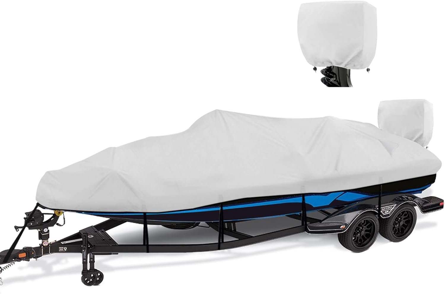 1200D Waterproof Boat Cover - Heavy Duty Protection for 20' to 22' Bass & V-Hull Boats - Gray