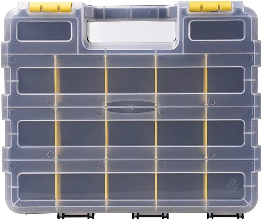 Tools Organizer Box - 34-Compartment Double-Sided Storage for Screws, Nuts & Bolts | Removable Dividers
