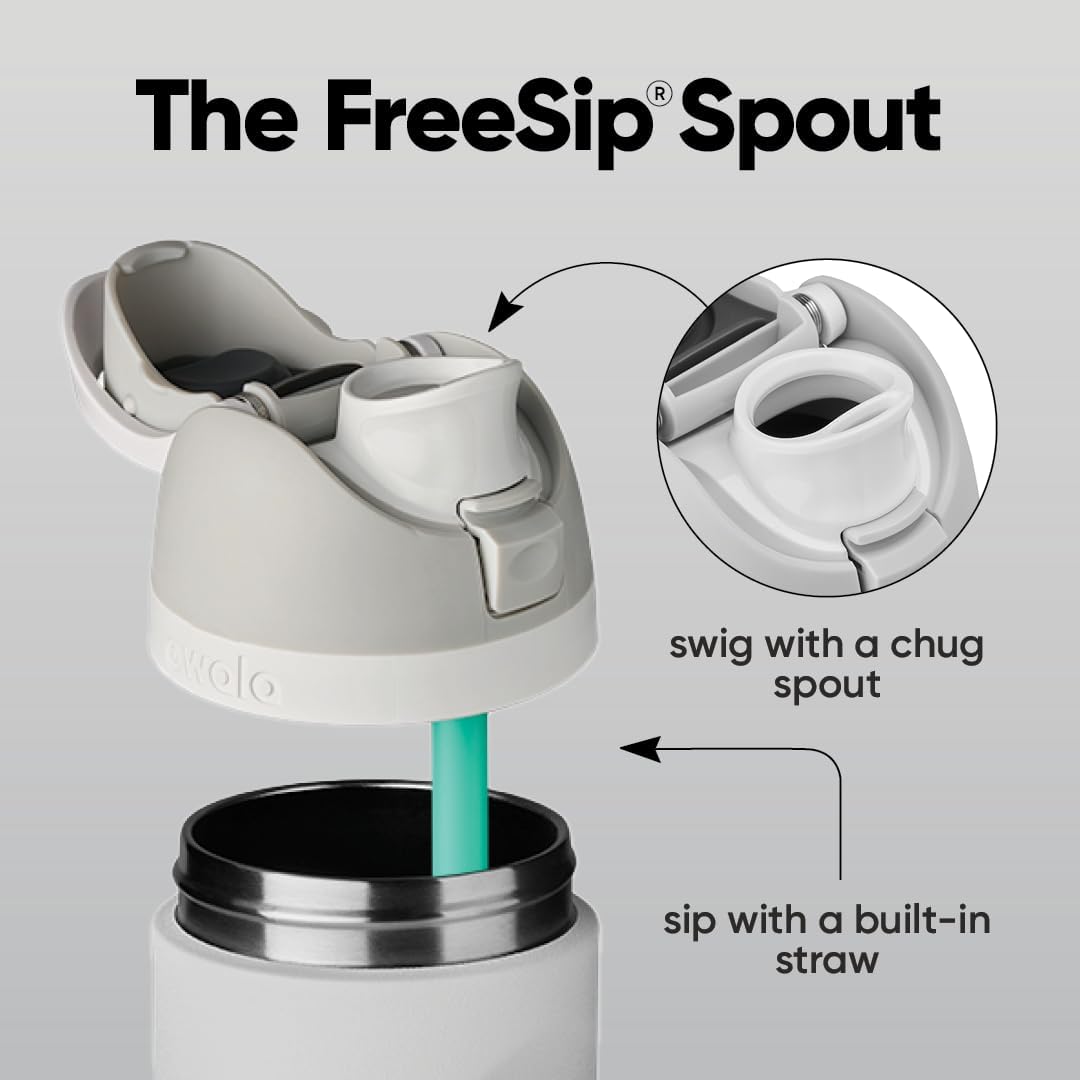 Owala FreeSip Insulated Stainless Steel Water Bottle - BPA-Free, 40 Oz, Perfect for Travel - Shy Marshmallow
