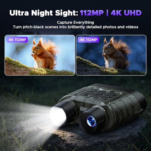 Night Vision Goggles 4K 12X Zoom 5000mAh 64GB Deep Green