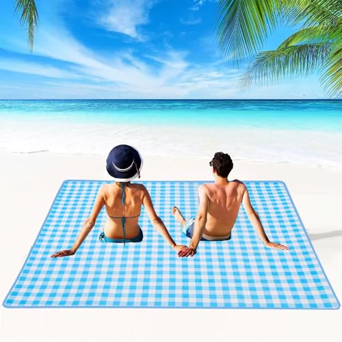 Extra Large Waterproof Picnic Blanket 80x80 Inch for Beach Camping Hiking Blue