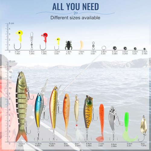 92Pcs Complete Fishing Tackle Kit with Lures, Hooks, Weights & Tackle Box