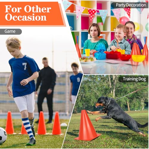 Red 7-Inch Soccer Cones Set of 100 with Carry Bag - Traffic & Training Equipment