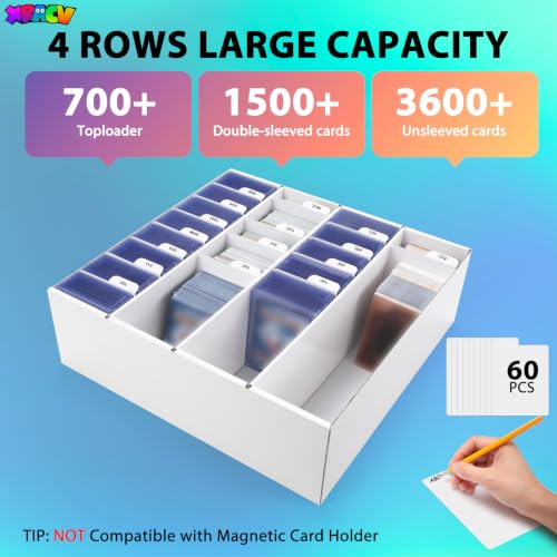 Trading Card Storage Box 4 Row 3600 Capacity with Divider White 3-Pack