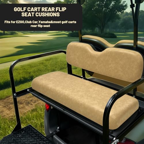 Universal Golf Cart Rear Seat Cushion Kit - Replacement Back & Bottom Tan