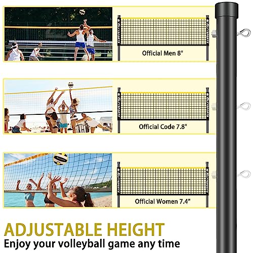 Outdoor Volleyball Net Set with Adjustable Poles and Accessories for Backyard Beach Play