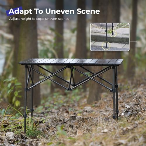 Byliable Black Folding Camping Table 36.8"L x 21.9"W Adjustable Height Lightweight