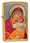Zippo Windproof Metal Lighter Virgin Mary with Child Brushed Brass 80631