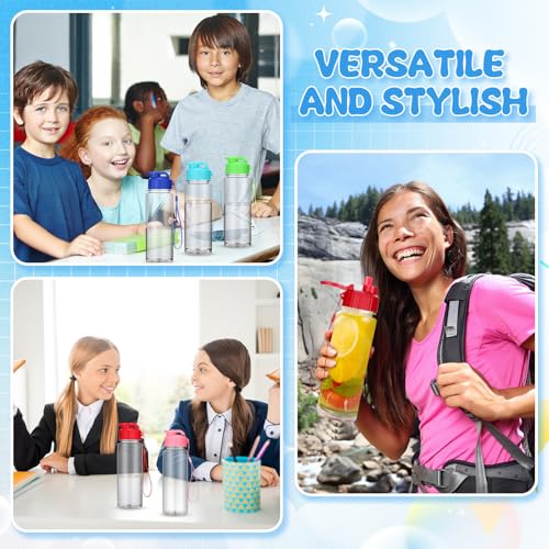 20 Pack Plastic Water Bottles - 17 oz Assorted Colors, Leakproof Flip Top