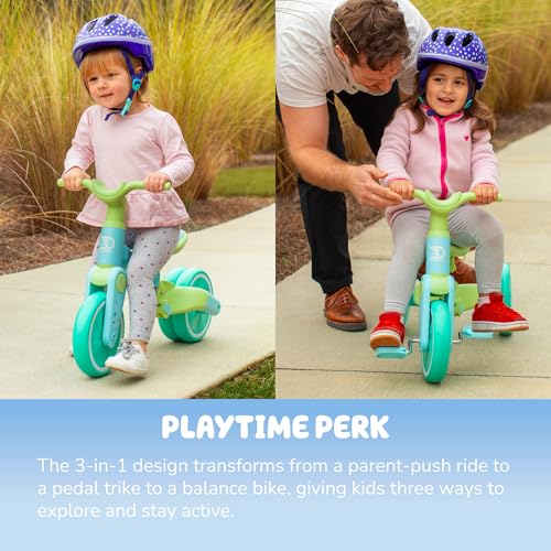 Bluey 3-in-1 Toddler Ride-On Trike & Balance Bike - Blue / Urban Variation
