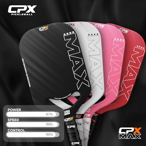 CPX MAX Raw Carbon Fiber T700 Pickleball Paddle - Diamond White, Elongated 16.52"