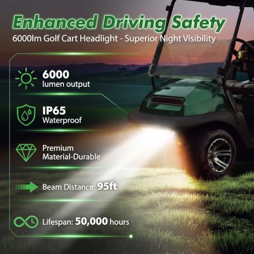 10L0L Golf Cart Light Kit for Club Car Precedent 2004-2018, 12V Street-Legal LED Lights with Headlights, Taillights, Turn Signals & Horn