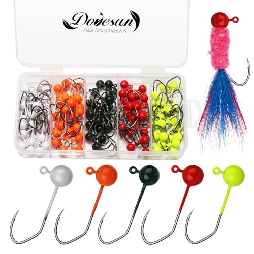 Curved V Hook Fly Tying Jig Heads Kit - 100pcs, 1/16oz
