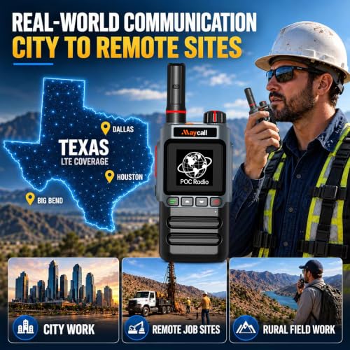 Maycall Black Small 4G Walkie Talkies with Unlimited Nationwide Range, PoC Radio