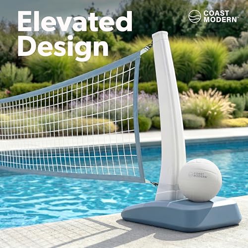 Water-Weighted Pool Volleyball Net Set for Inground Pools - Adjustable Up to 25 Ft