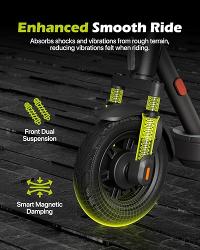 Electric Scooter for Adults with Suspension - Black & Orange, 8.5/10in Tires, 15MPH, 19 Miles Range, Foldable Commuter E-Scooter