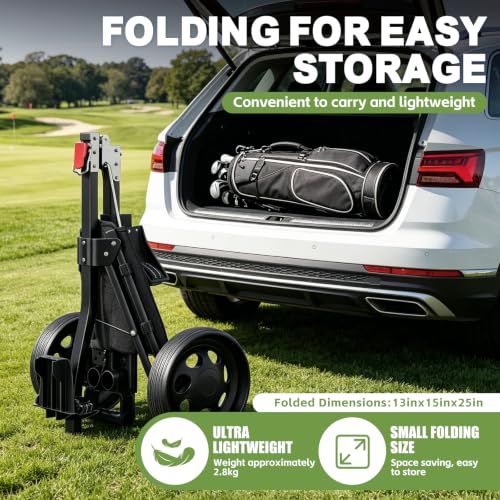 Lightweight 2-Wheel Golf Push Cart with Adjustable Handle and Cooler Bag