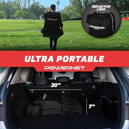 PowerNet 6-Seater Team Bench Black with Backpack Carry Bag - Portable Sports Seating for Soccer Football Basketball Practice & Games