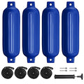 Blue 6.5 Inch Inflatable Ribbed Boat Fenders 4 Pack for Docking Yachts
