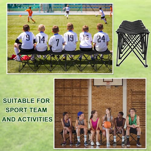 GlikCeil 6 Seats Portable Black Folding Soccer Team Bench for Sports