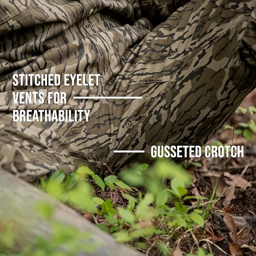 Men's Camo Hunting Pants - Mossy Oak Cotton Mill Flex, Large Bottomland