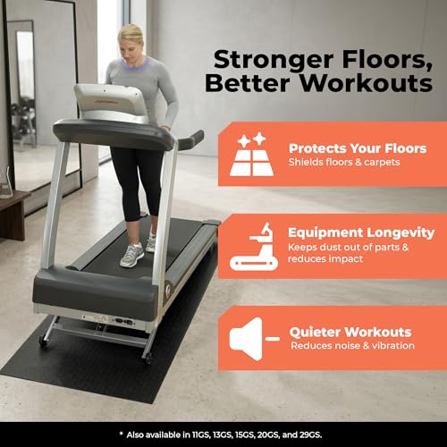 SuperMats 36x102 Inch High Density Commercial Equipment Mat for Treadmills & Exercise Machines - Black / 29 GS