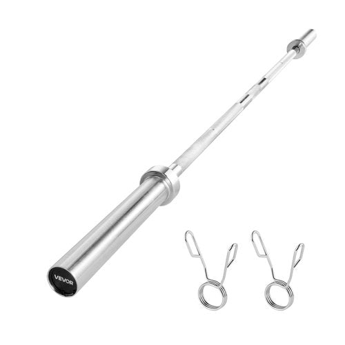VEVOR 4FT/6FT/7FT Barbell Bar, Fits 2-Inch Weight Plates, Chrome Plated Barbell Bar with Knurled Grip for Strength Training, Weightlifting, Squat, Deadlift, Bench Press, Curl, Overhead Press, 500lbs/700lbs/1000lbs Capacity (Silver, 6FT 25.68lbs Barbell, 5