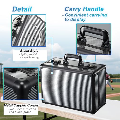 Black 4-Row Card Storage Box for Sports Trading Cards with Combo Lock - Holds 150+ Slabs & 1500+ Loose Cards