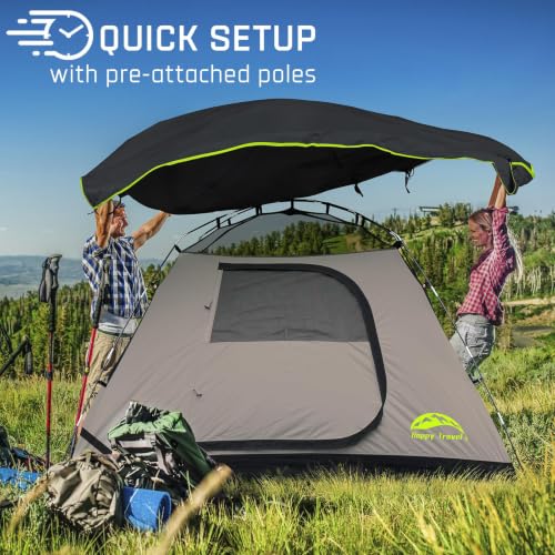 Happy Travel Black 4-Person Dome Tent with Rainfly – Spacious Camping Shelter
