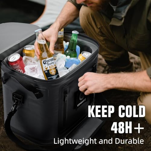 Vogano Leak-Proof Soft Cooler Bag 12H Cold Retention - Black, 28 Can