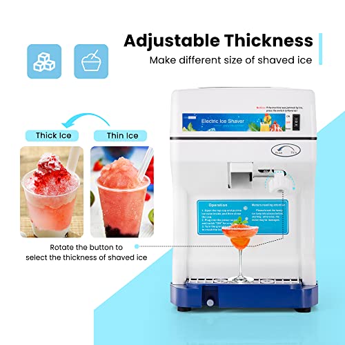 VIVOHOME Commercial Electric Ice Shaver 265lbs/hr Blue for Snow Cones & Slushies
