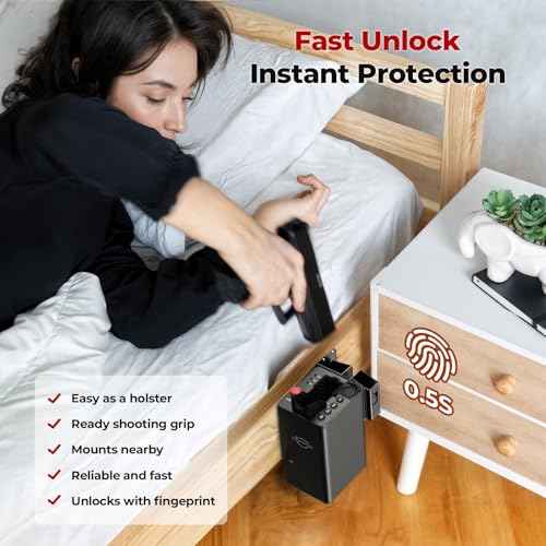 ONNAIS Biometric Pistol Safe with Fast Fingerprint Access for Home & Car Security