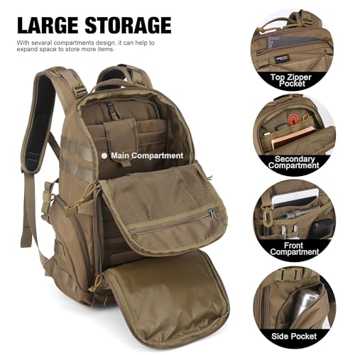 Khaki 30L Military Tactical Backpack with Molle Webbing & Hydration Pocket